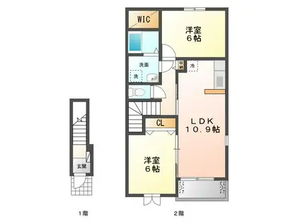 ニューシンメイII(2LDK/2階)の間取り写真