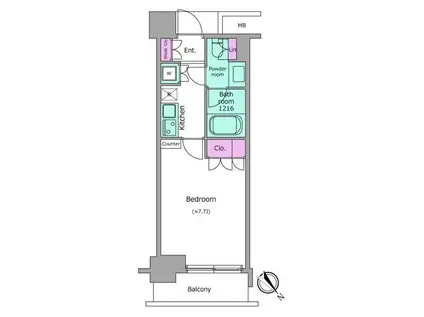 レジディア月島II(1K/5階)の間取り写真