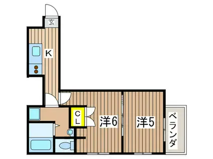 サンライズ・コースト(2K/2階)の間取り写真