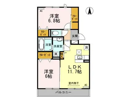 プランドール.I III(2LDK/1階)の間取り写真