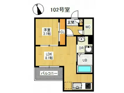 REGALEST GLORY DESIRE(1LDK/1階)の間取り写真