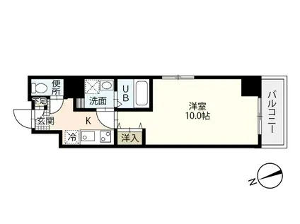 エイトバレー43平和大通(1K/7階)の間取り写真