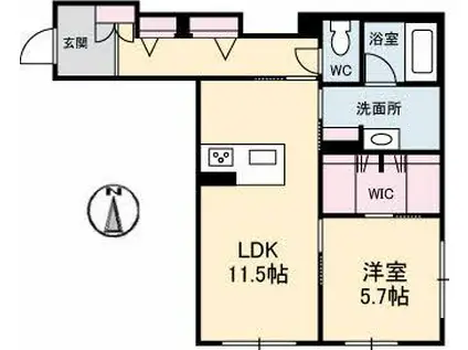 シャーメゾンベレオ西桜町(1LDK/1階)の間取り写真