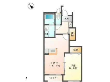 CASACIELO A(1LDK/1階)の間取り写真