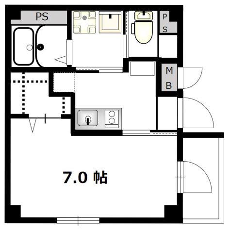 AI-CASA TSURUMI(1K/3階)の間取り写真