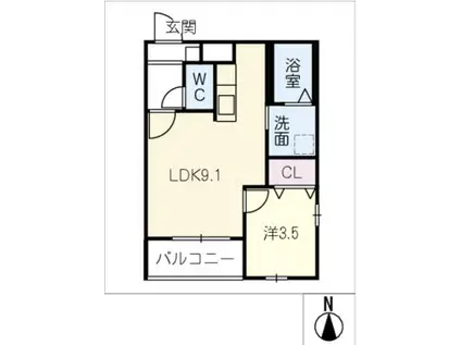 リブレコート太閤通(1LDK/3階)の間取り写真