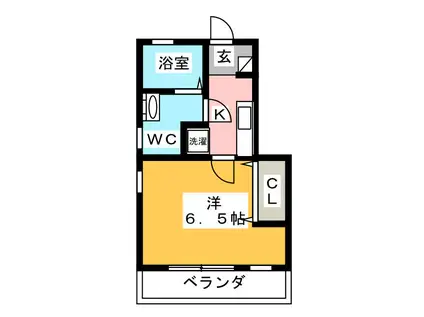 フォンテーヌA(1K/1階)の間取り写真