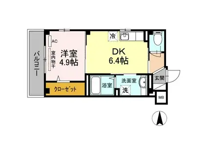 ルミエール武蔵中原(1DK/2階)の間取り写真