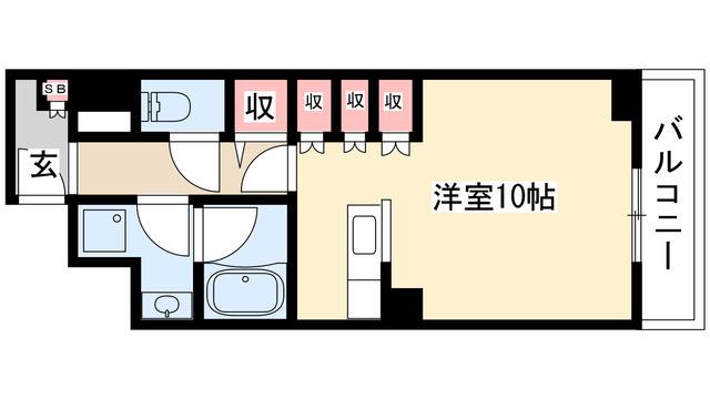 メイビル向陽町(ワンルーム/2階)の間取り写真