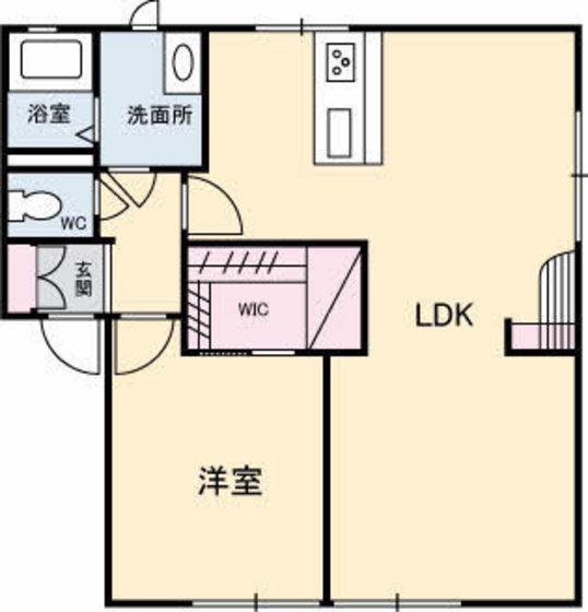 カサベルデB棟(1LDK/1階)の間取り写真