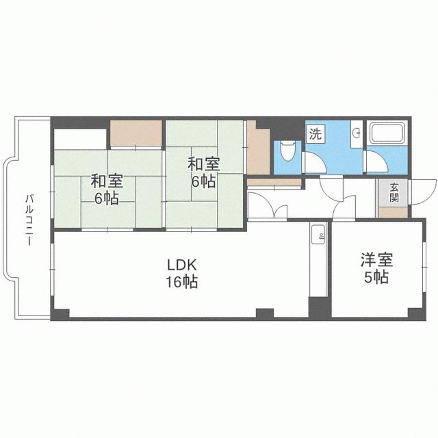 ボーン平尾(3LDK/3階)の間取り写真