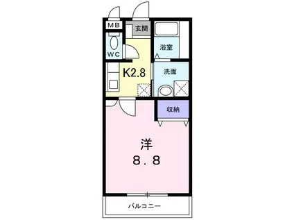 ソレイユ山坂(1K/3階)の間取り写真