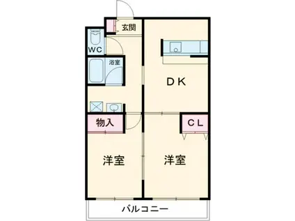 SKYハイツ春日(2DK/3階)の間取り写真