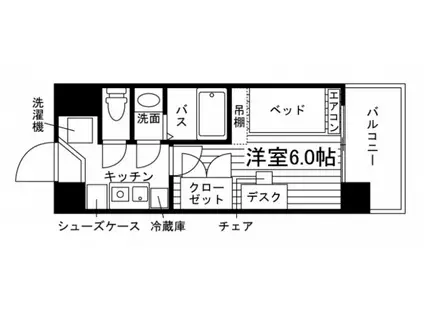 学生会館 ベルフェリーク京都上賀茂(1K/2階)の間取り写真