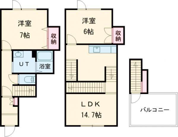 REKASARIKA(2LDK/1階)の間取り写真