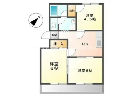 サニービラ(3DK/2階)の間取り写真