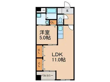 ノプレア加志雅(1LDK/8階)の間取り写真