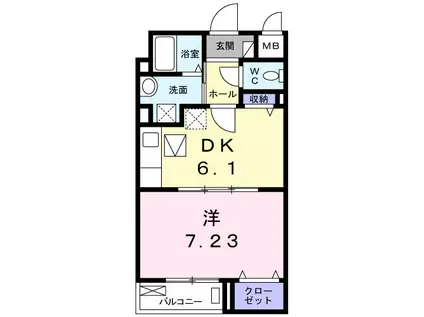 COCO衣川(1DK/1階)の間取り写真
