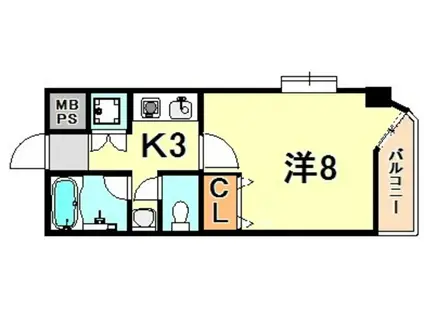 YKハイツ旭が丘(1K/3階)の間取り写真