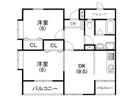 ユーフォルムII(2DK/2階)の間取り写真