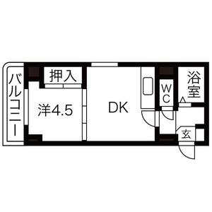 グランビュー中島公園(1DK/2階)の間取り写真