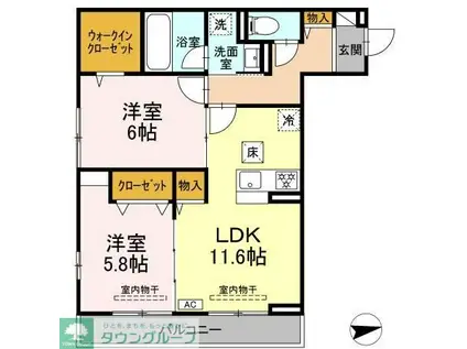 プランドール湘南(2LDK/3階)の間取り写真