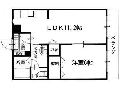 シティハイツ観音寺(1LDK/2階)の間取り写真
