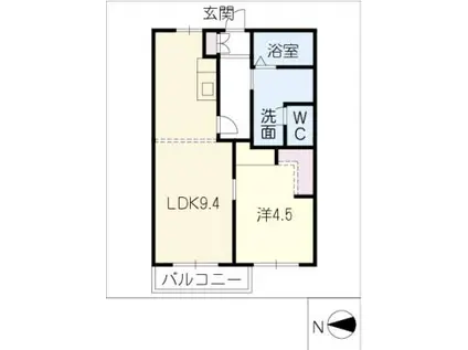 TOWNYサウス(1LDK/2階)の間取り写真