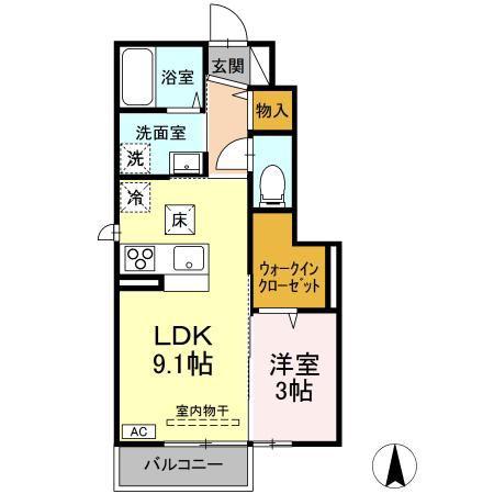 ラブリエSUN II(1LDK/1階)の間取り写真