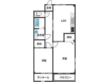 富山地鉄不二越上滝 大泉駅(富山) 徒歩33分 2階建 築31年(2LDK/2階)の間取り写真