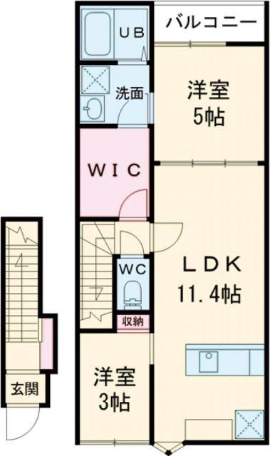 L-BLOOM東櫛原(2LDK/2階)の間取り写真