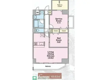 プレド・ラガール(2LDK/8階)の間取り写真