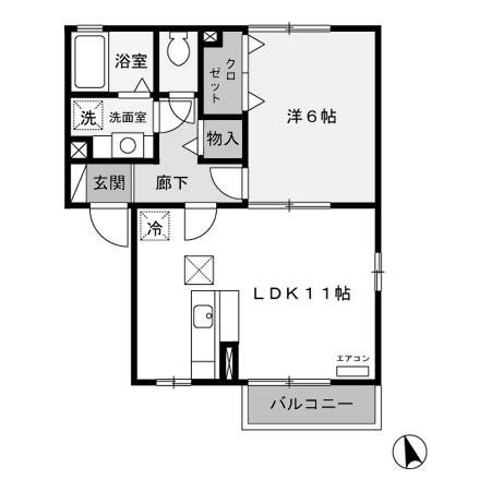 フィオーレ(1LDK/1階)の間取り写真