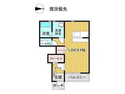 YUKARIE東原(ワンルーム/1階)の間取り写真