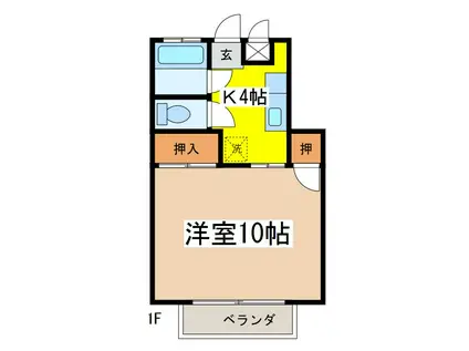 アンサンブル榑木B(1K/1階)の間取り写真