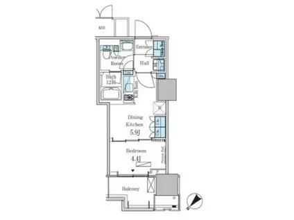 HARUMI FLAG PORT VILLAGE B棟(1DK/10階)の間取り写真