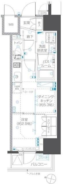 ZOOM本郷(1DK/3階)の間取り写真