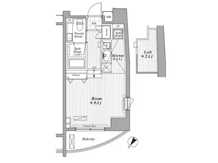 ブランシック白金台(1K/9階)の間取り写真