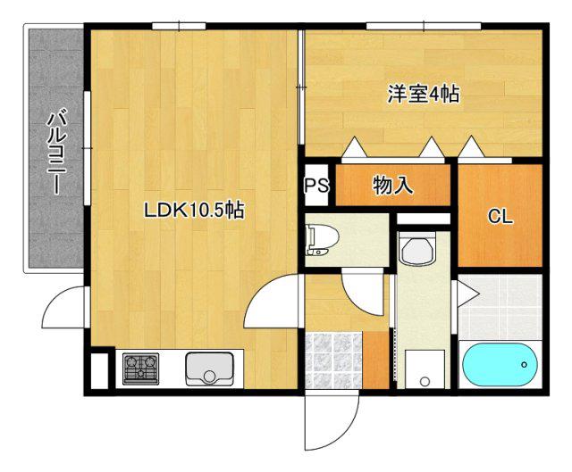 アリエッタ下温品(1LDK/2階)の間取り写真