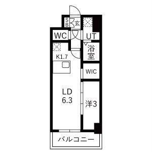 メイクスアート浄心(1LDK/8階)の間取り写真