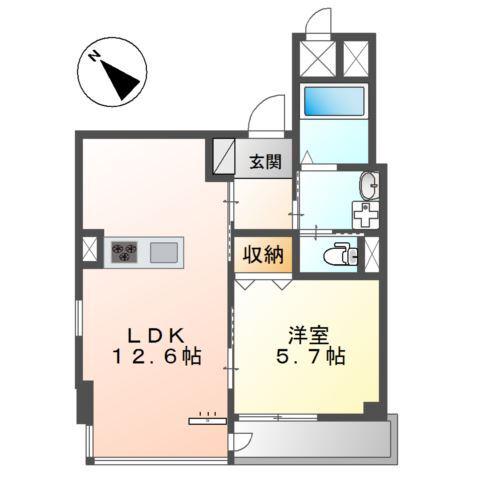 FUJI GARDEN 神楽(1LDK/2階)の間取り写真