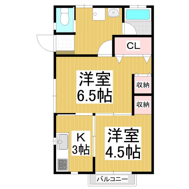 長野電鉄長野線 善光寺下駅 徒歩7分 2階建 築26年(2K/1階)の間取り写真