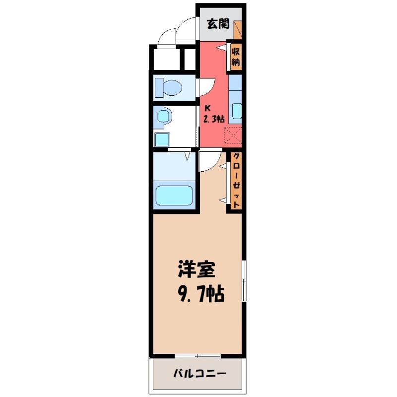 ヒカルサ熊谷サウス(1K/3階)の間取り写真