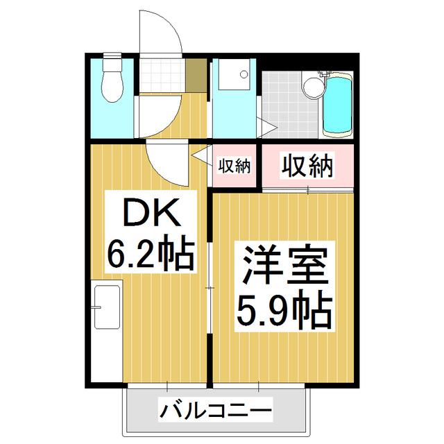 フレグランス 栄D(1DK/2階)の間取り写真