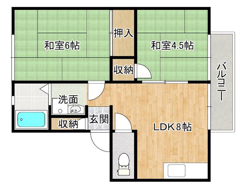 サンシティウィンディアI(2LDK/1階)の間取り写真
