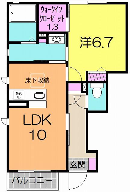 コーポ高橋IIIA(1LDK/1階)の間取り写真