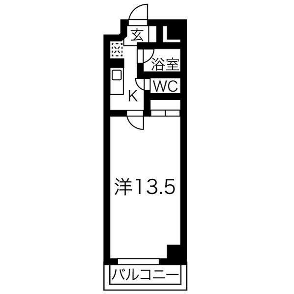 星ヶ丘GODIVA(1K/2階)の間取り写真