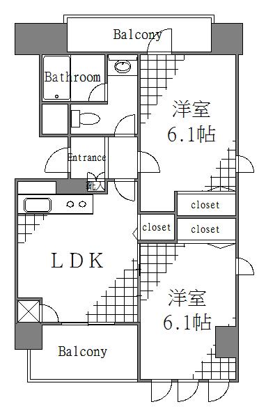 PANACHE(2DK/6階)の間取り写真
