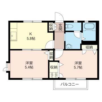 クローバーIII(2K/2階)の間取り写真