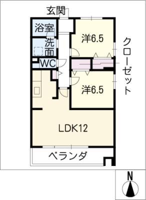 ル・グランII(2LDK/1階)の間取り写真
